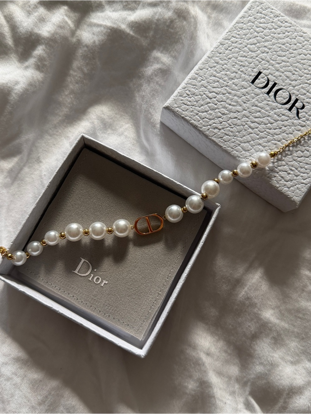 Dior White Pearl Bracelet with Gold CD Accent - Picture 3 of 5